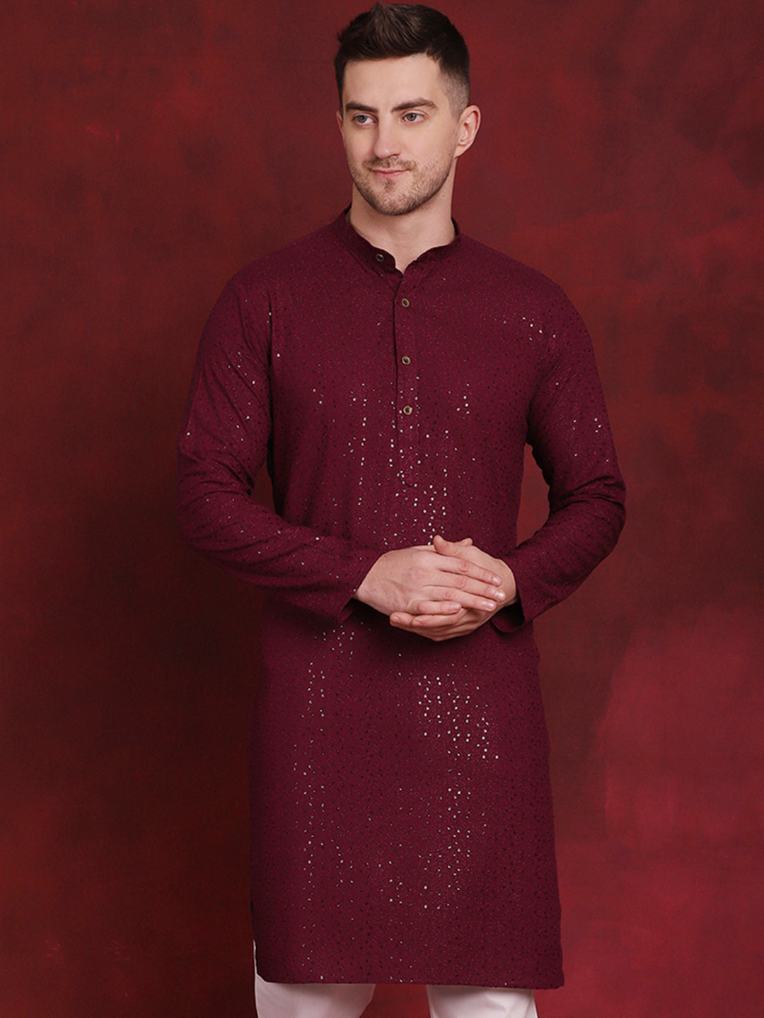 Men's Sequins Chikankari Kurtas - Taantav