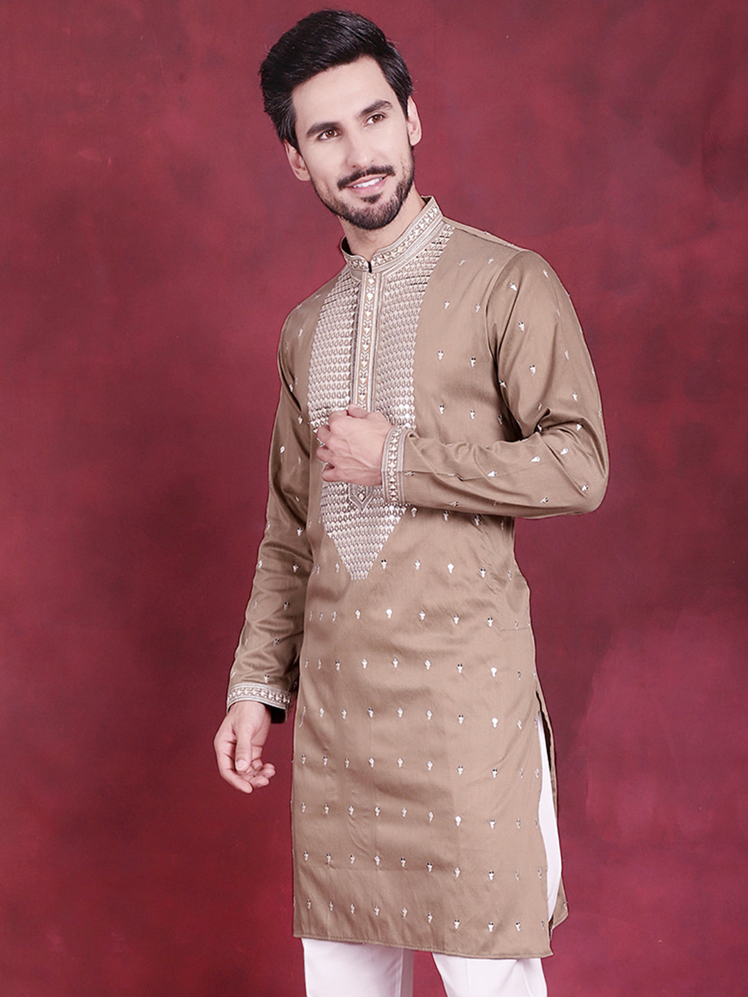 Men's Sequins Embroidered Kurtas. - Taantav