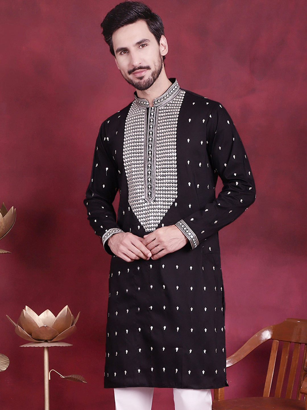 Men's Sequins Embroidered Kurtas. - Taantav