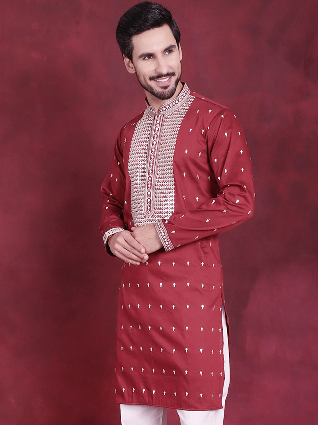 Men's Sequins Embroidered Kurtas. - Taantav