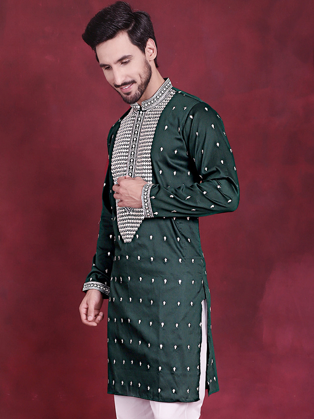 Men's Sequins Embroidered Kurtas. - Taantav