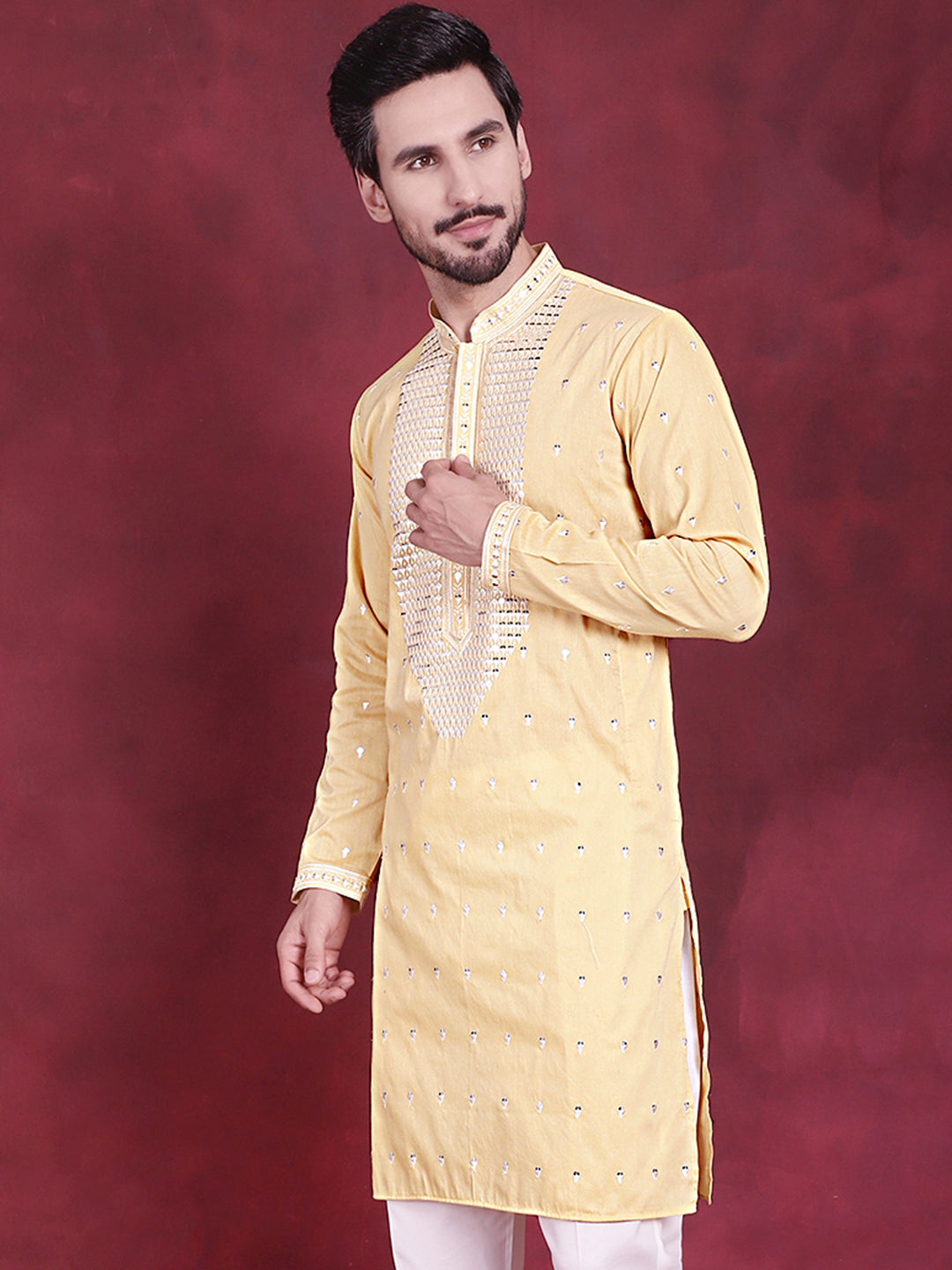 Men's Sequins Embroidered Kurtas. - Taantav