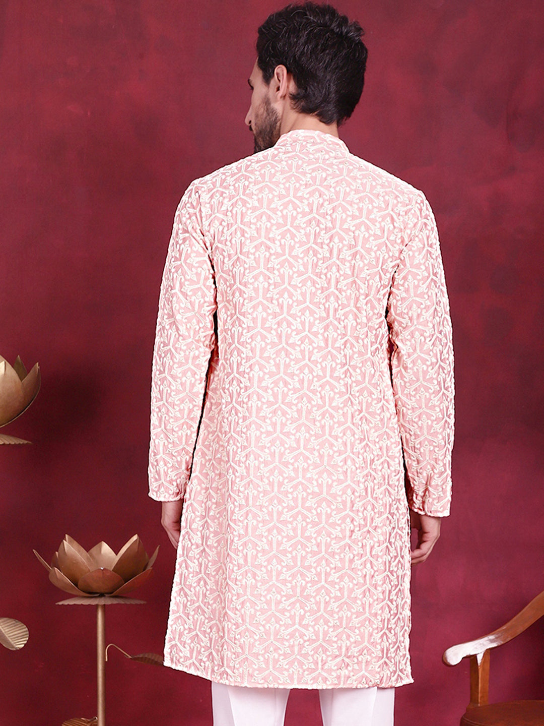 Men's Chikankari Embroidered Kurtas. - Taantav