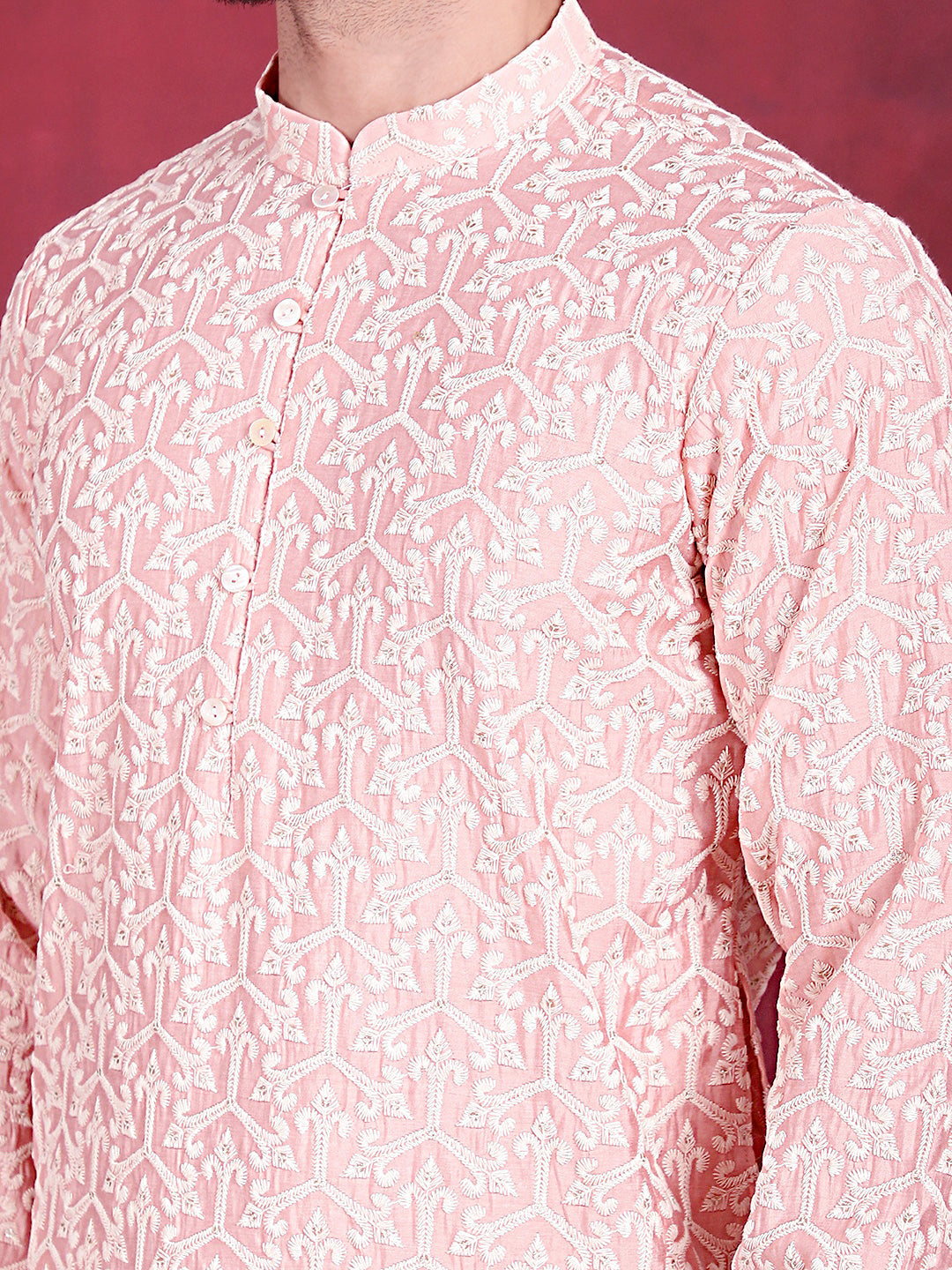 Men's Chikankari Embroidered Kurtas. - Taantav