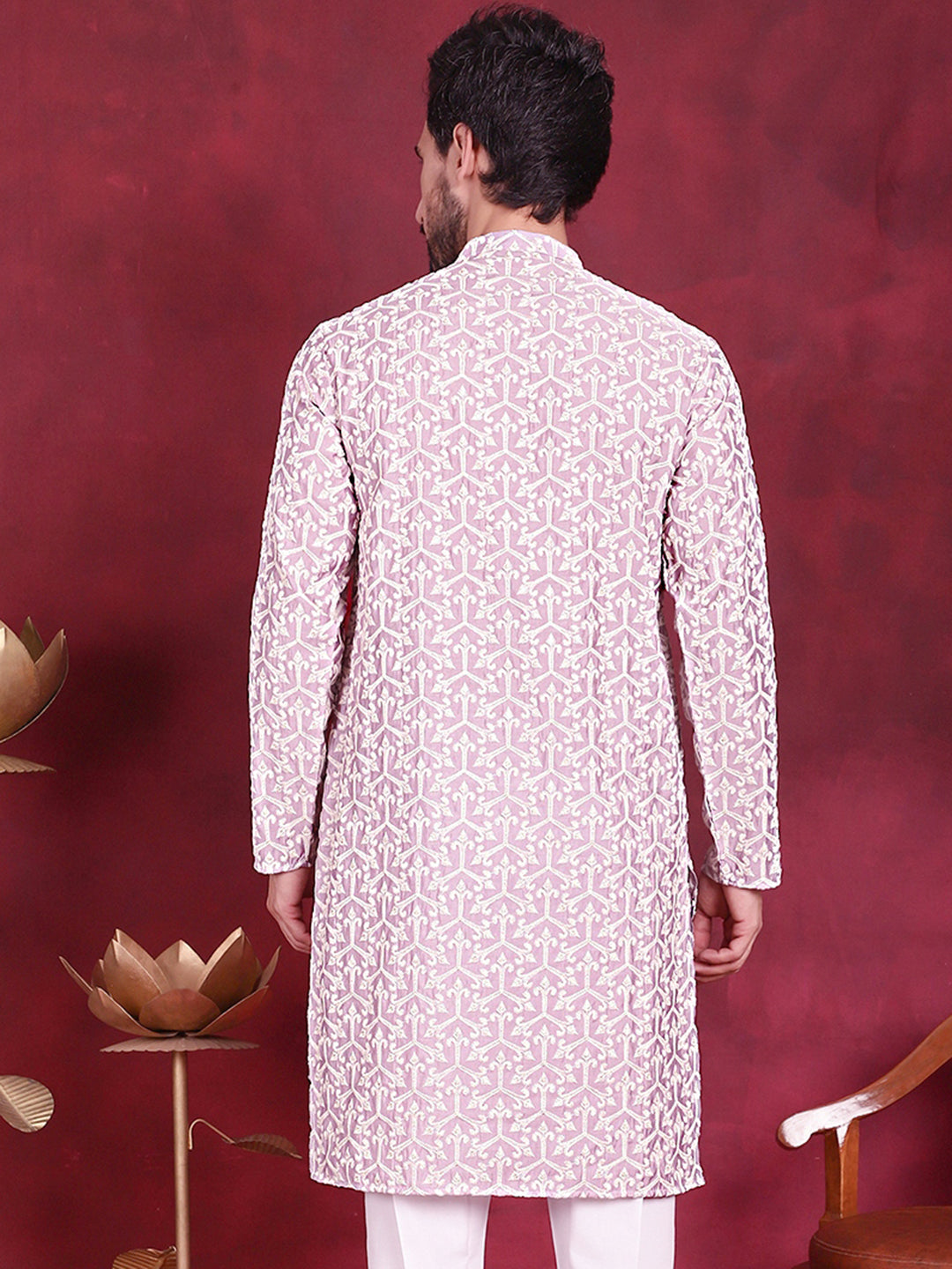 Men's Chikankari Embroidered Kurtas. - Taantav