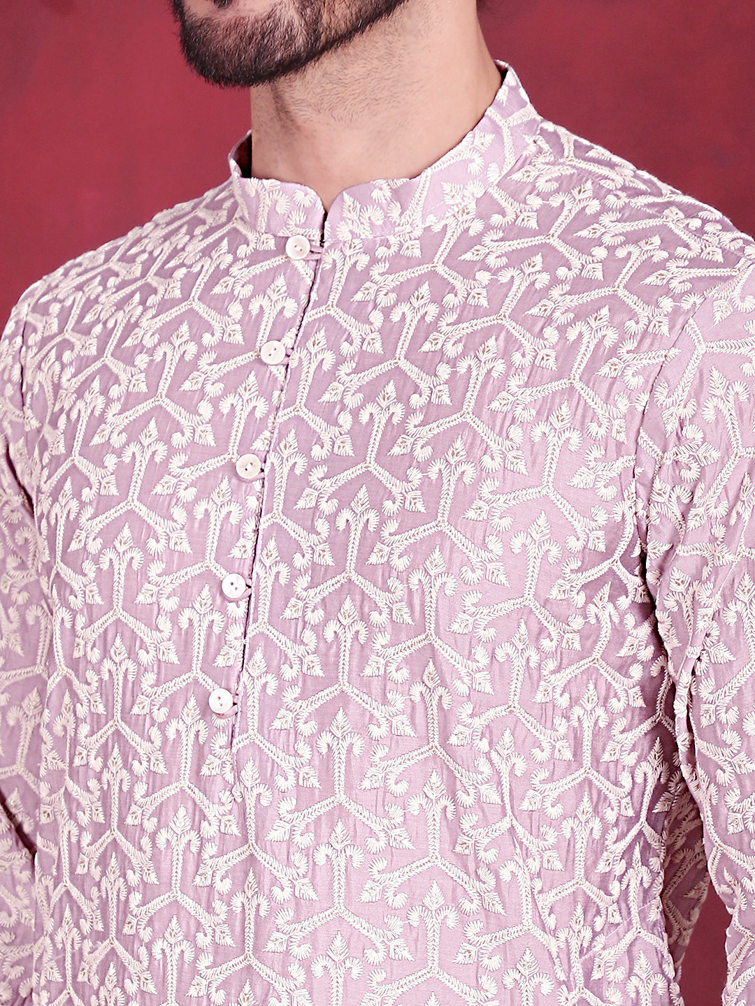 Men's Chikankari Embroidered Kurtas. - Taantav