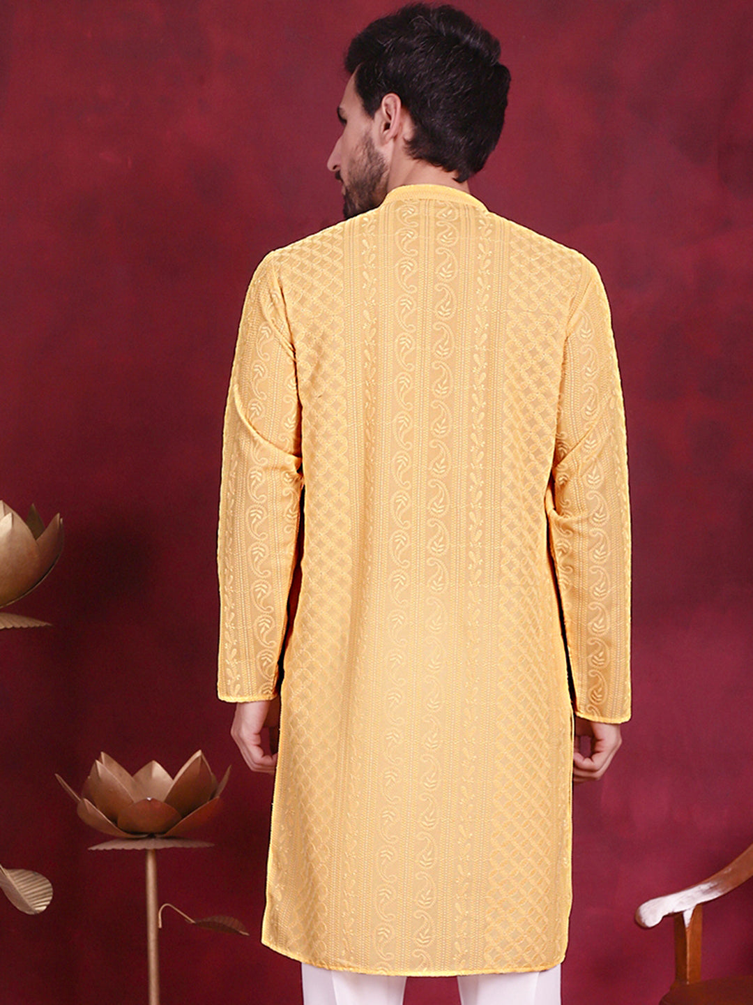 Men's Chikankari Embroidered Kurtas. - Taantav