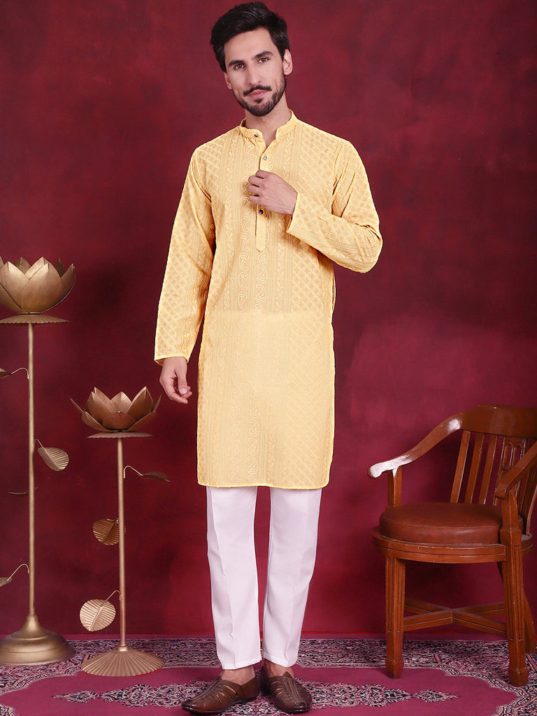 Men's Chikankari Embroidered Kurtas.