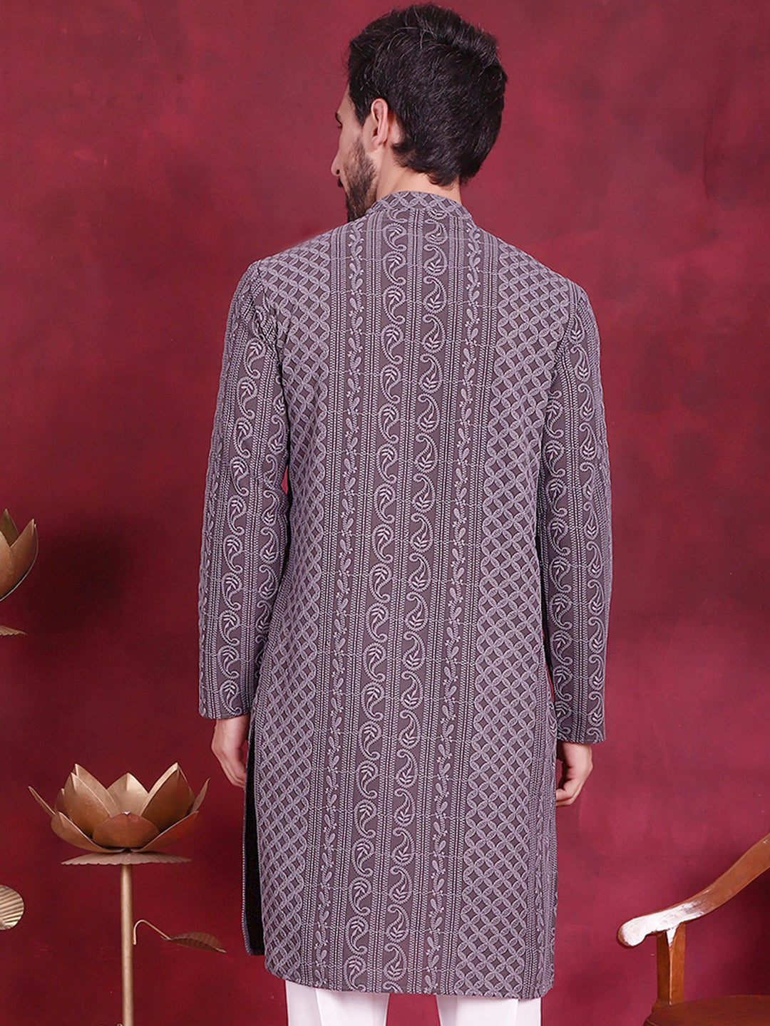 Men's Chikankari Embroidered Kurtas. - Taantav