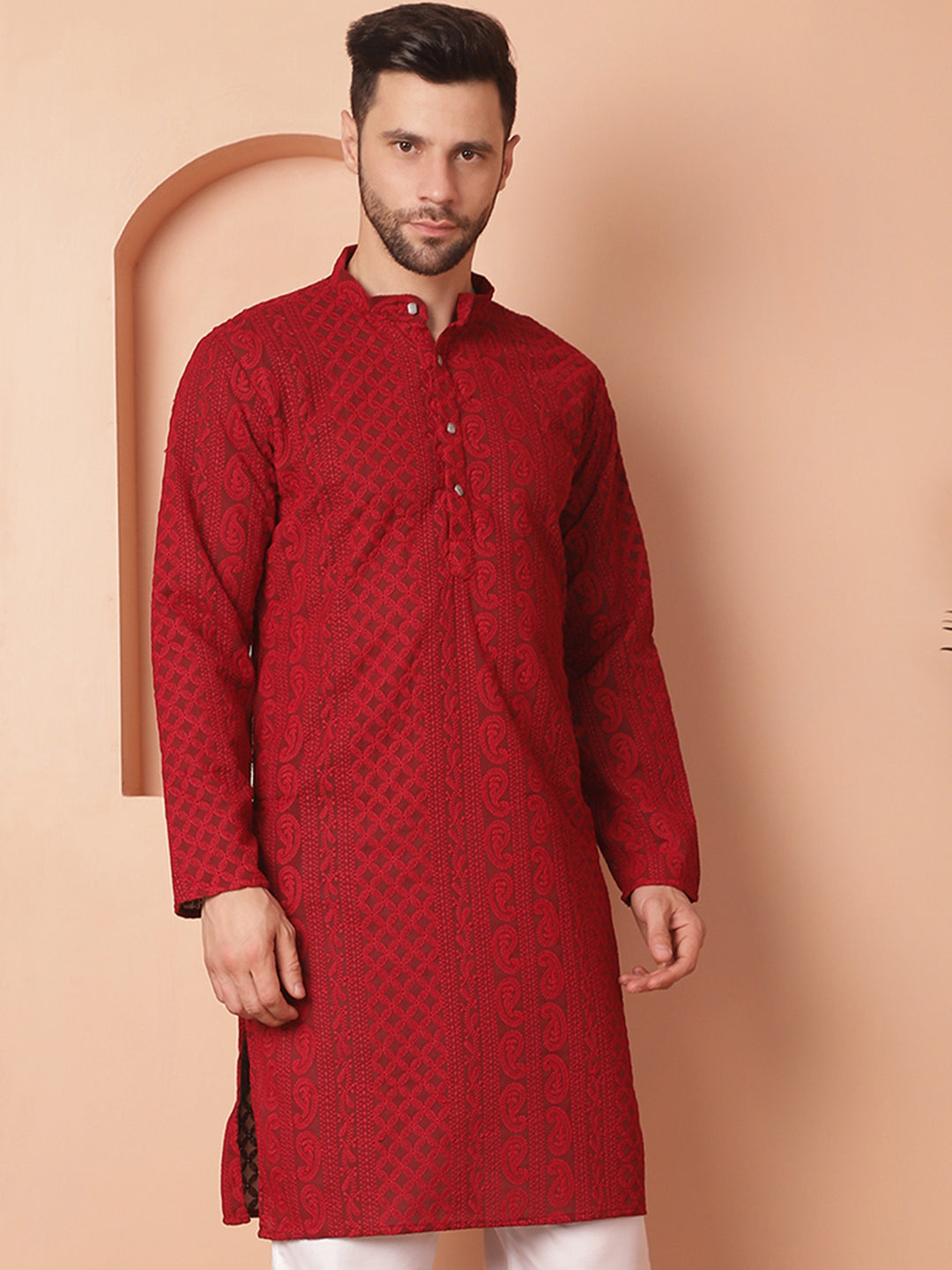 Men's Chikankari Embroidered Kurtas - Taantav