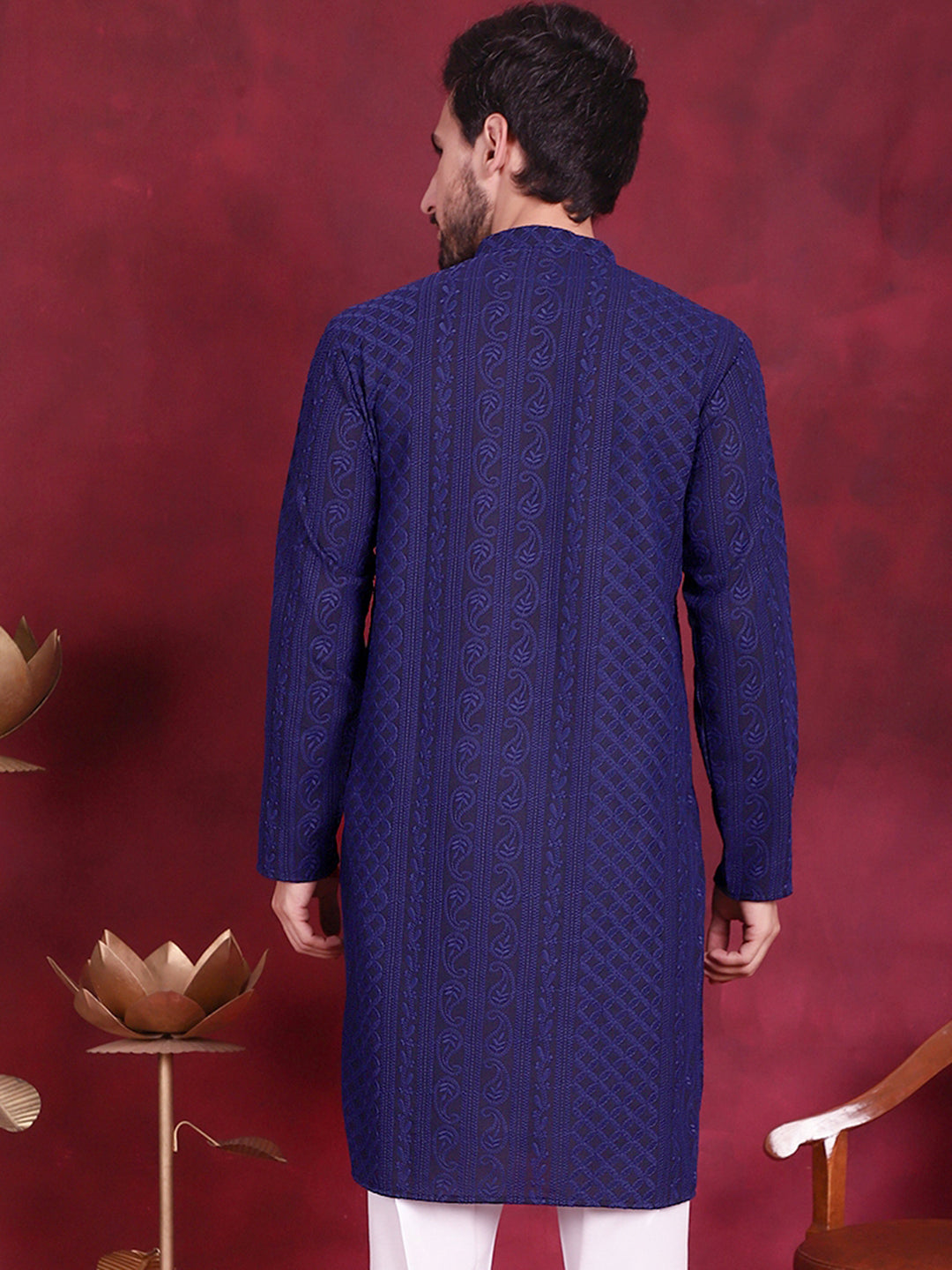 Men's Chikankari Embroidered Kurtas. - Taantav