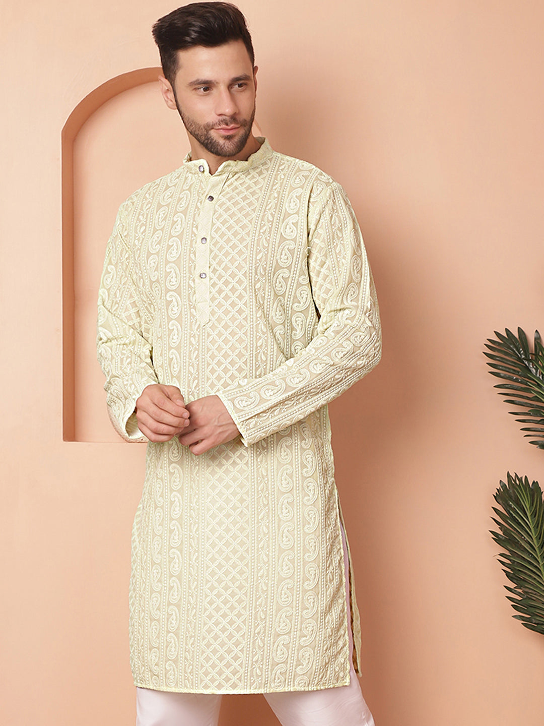 Men's Chikankari Embroidered Kurtas - Taantav