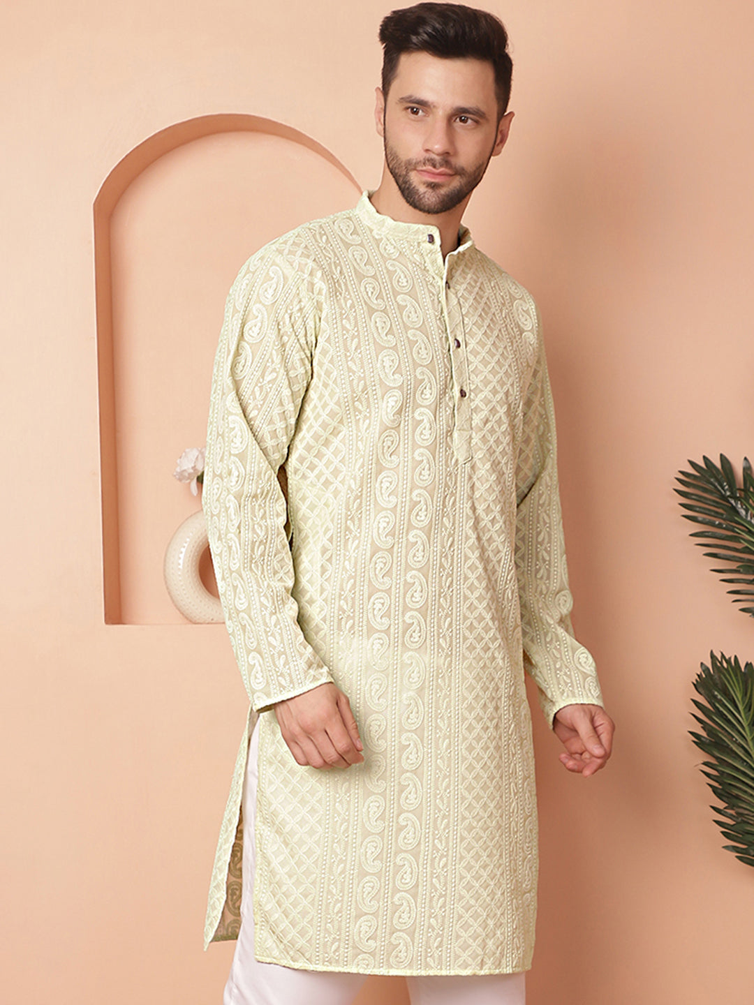 Men's Chikankari Embroidered Kurtas - Taantav