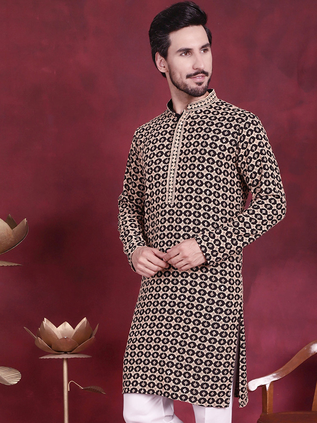 Men's Sequins Embroidered Kurtas - Taantav