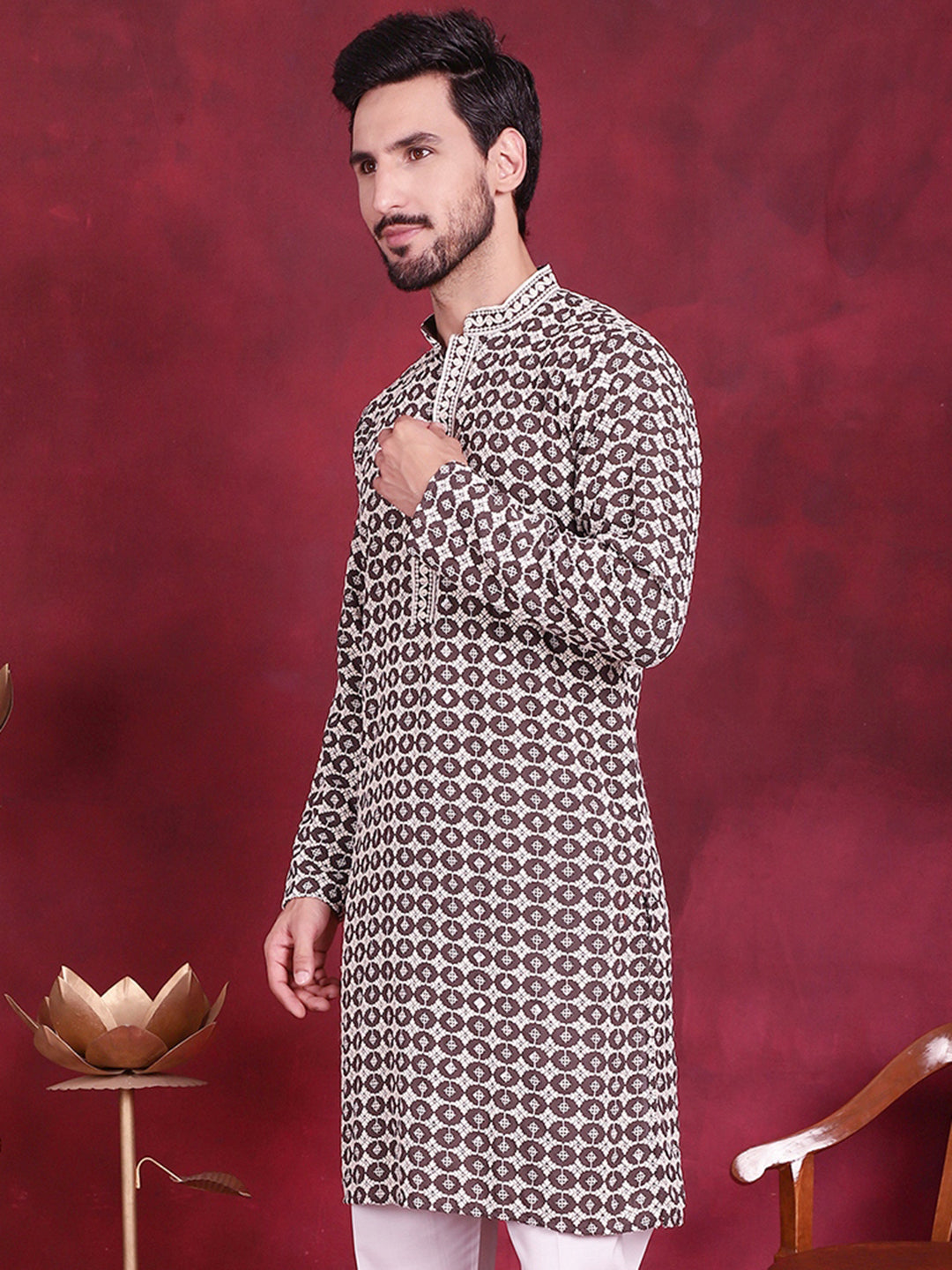 Men's Sequins Embroidered Kurtas - Taantav