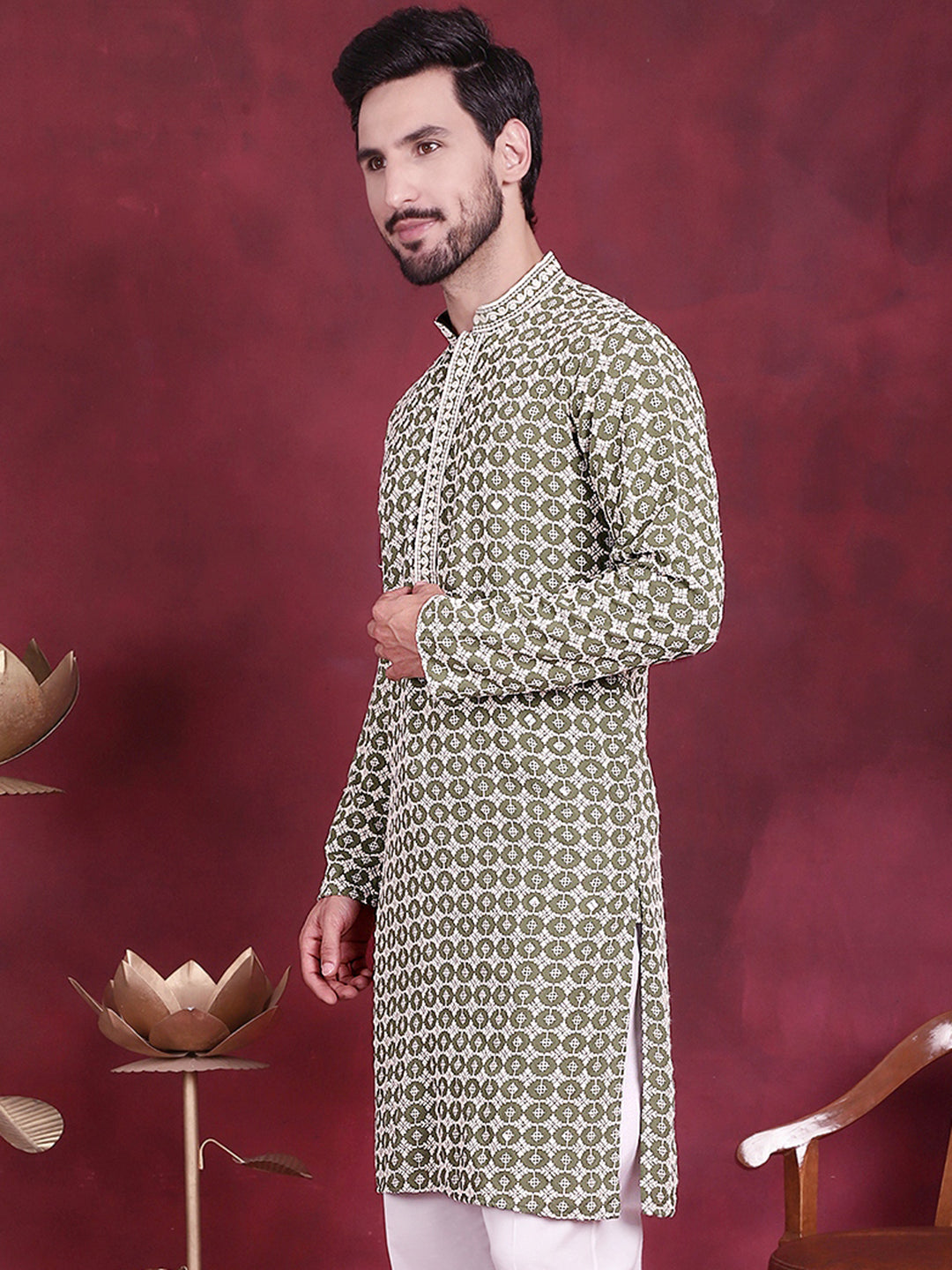 Men's Sequins Embroidered Kurtas - Taantav