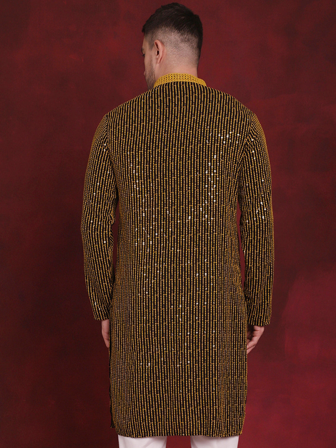 Men's Sequins Chikankari Embroidered Kurtas - Taantav