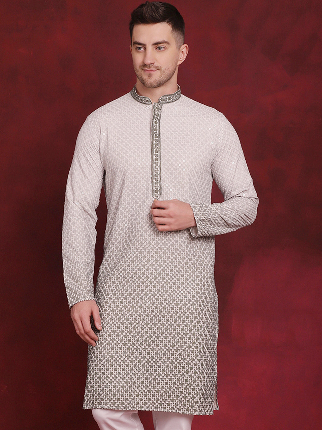 Men's Sequins Embroidered Kurtas - Taantav