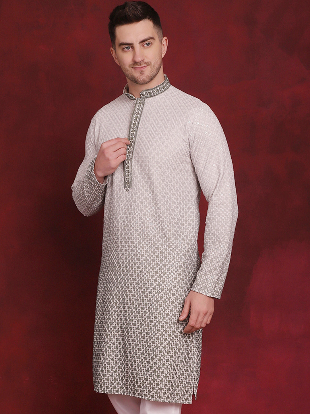 Men's Sequins Embroidered Kurtas - Taantav