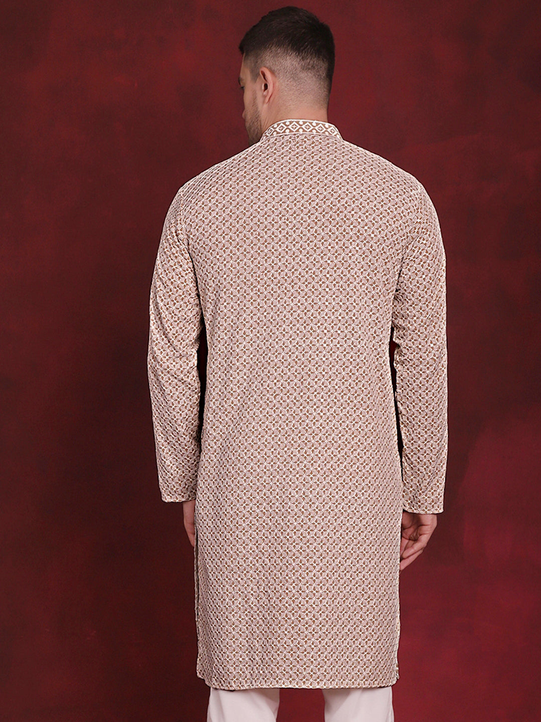 Men's Sequin Embroidered Pure Cotton Kurtas - Taantav