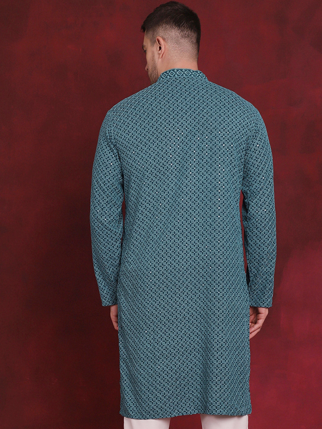 Men's Sequin Embroidered Pure Cotton Kurtas - Taantav