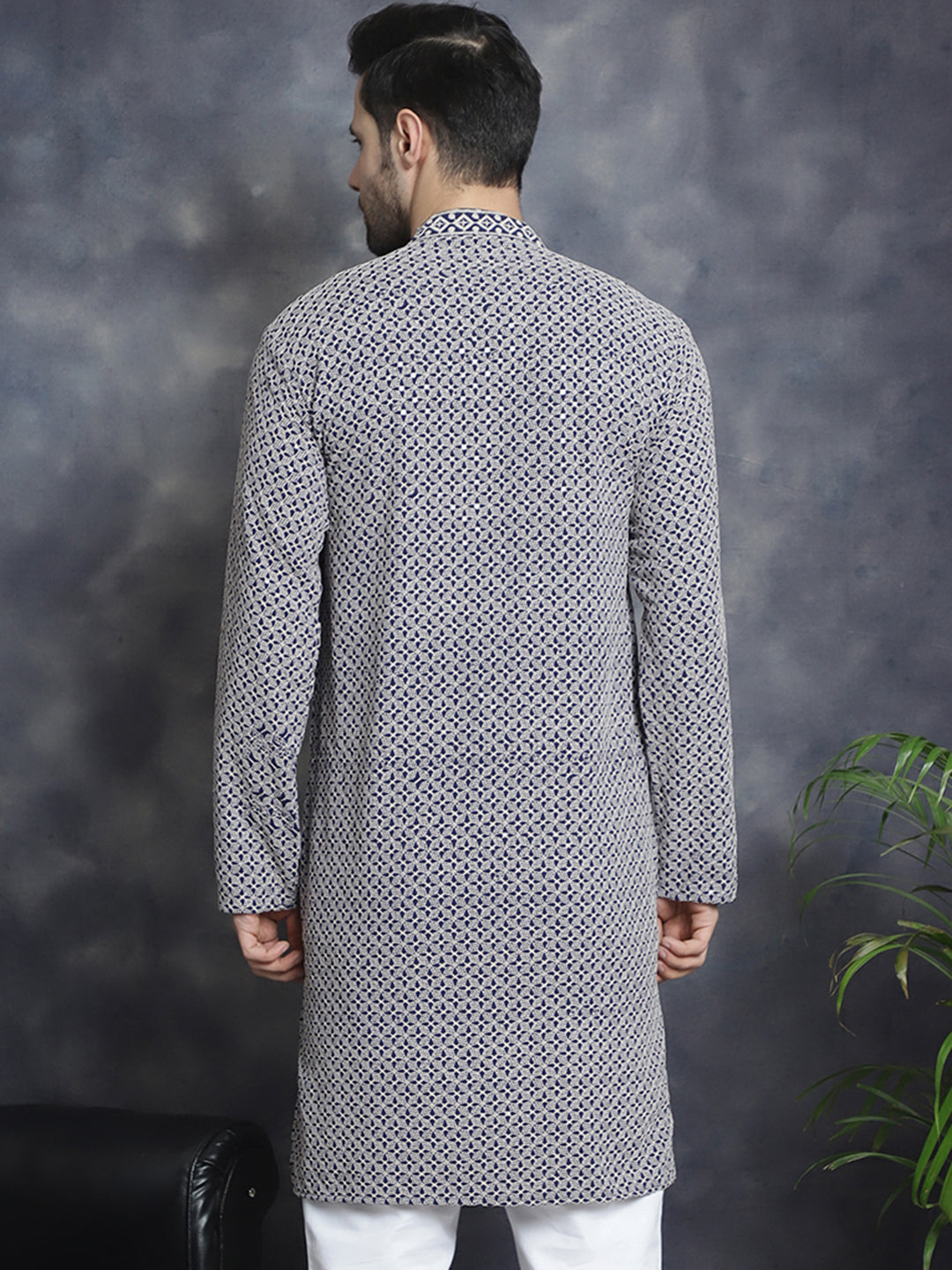 Men's Sequin Embroidered Pure Cotton Kurtas - Taantav