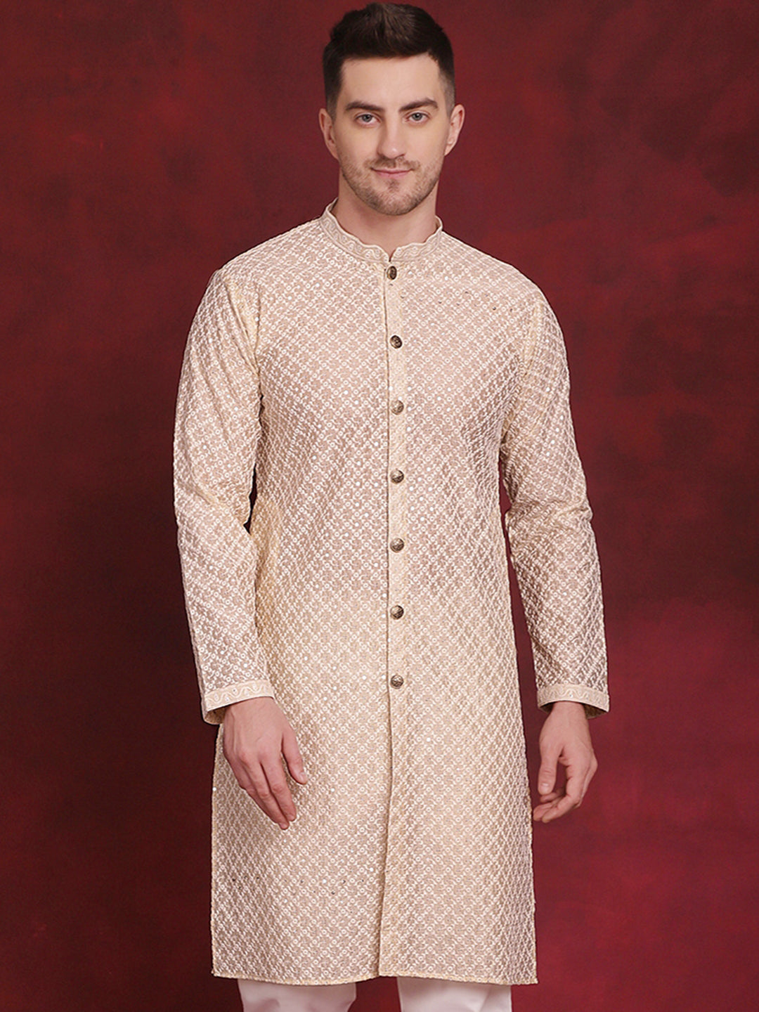 Men's Sequin Chikankari Front Open Kurtas