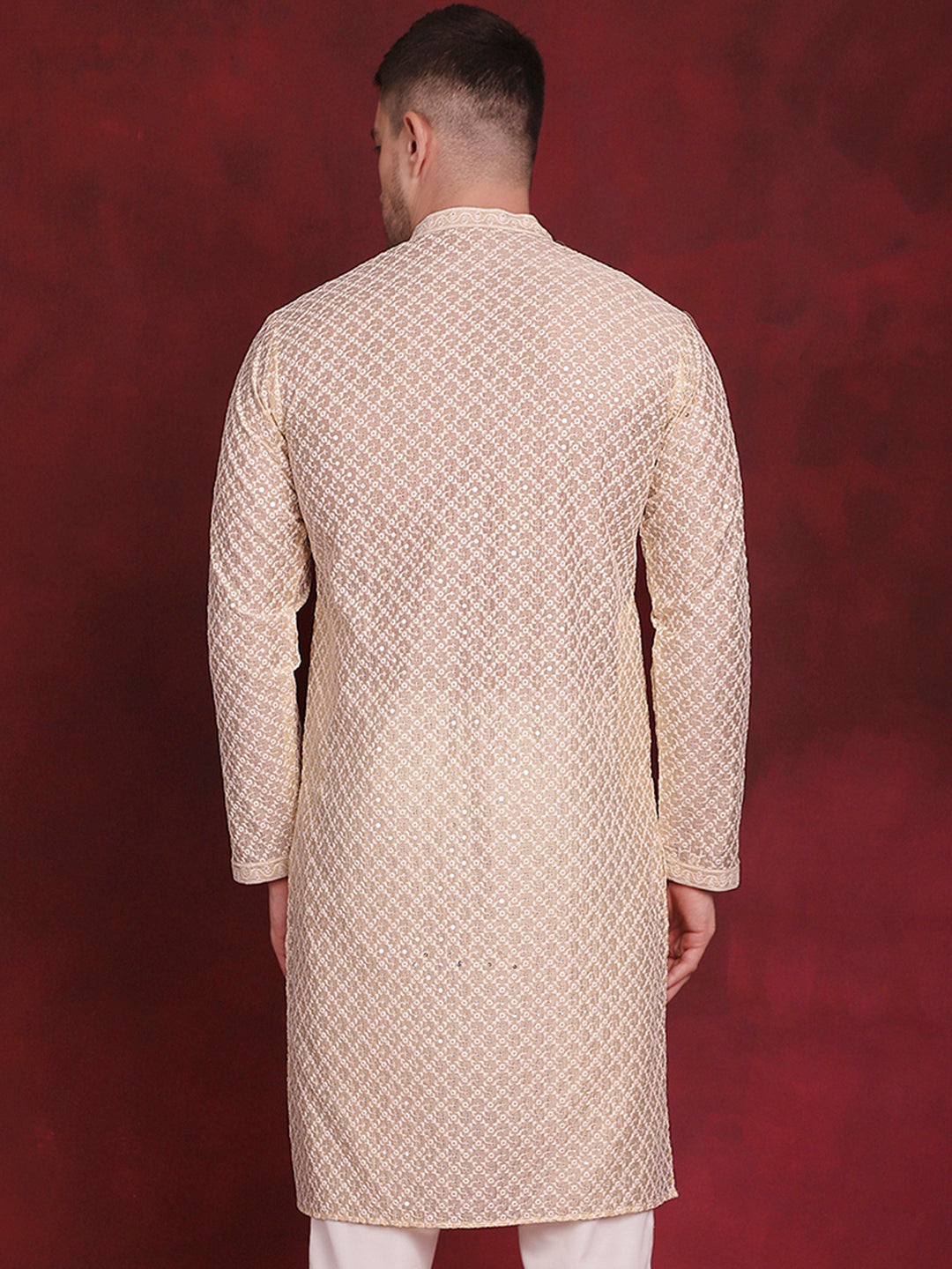 Men's Sequin Chikankari Front Open Kurtas - Taantav