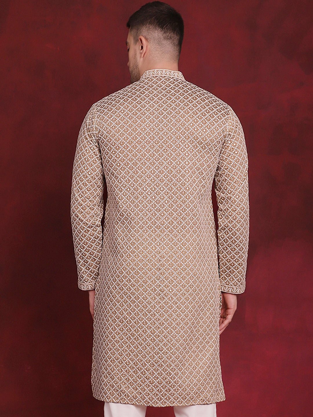 Men's Sequin Chikankari Front Open Kurtas - Taantav