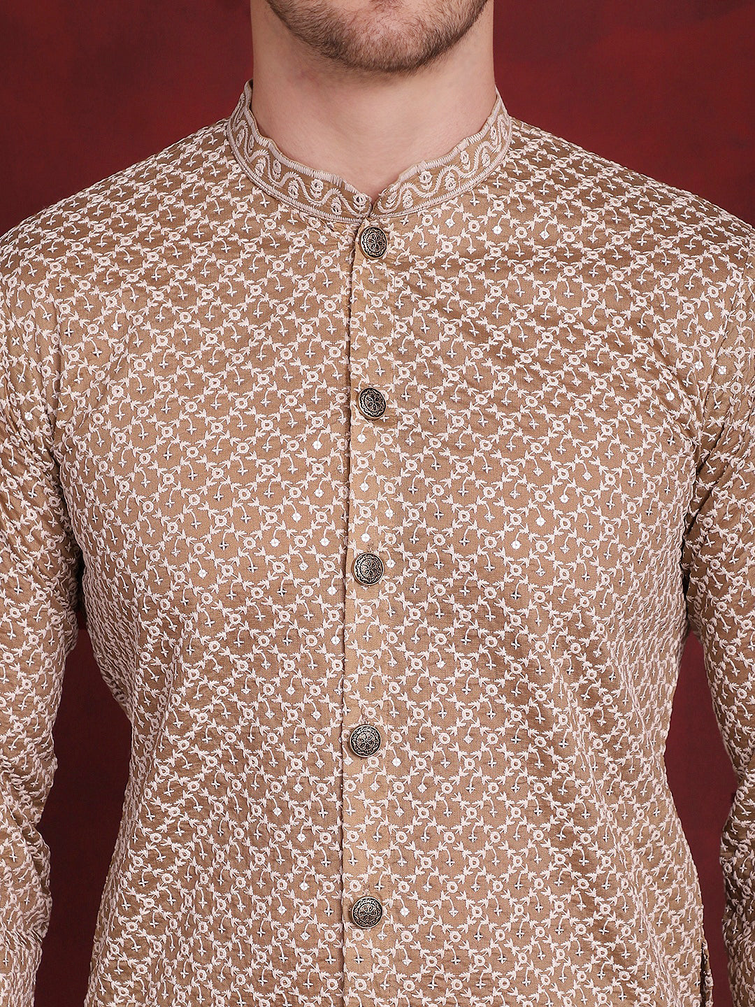 Men's Sequin Chikankari Front Open Kurtas - Taantav