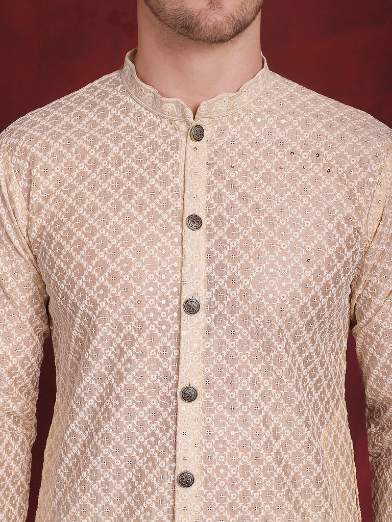Men's Sequin Chikankari Front Open Kurtas