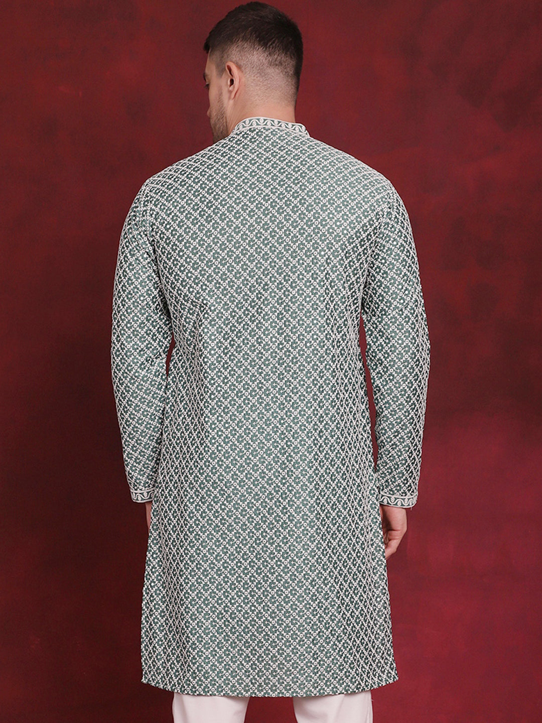 Men's Sequin Chikankari Front Open Kurtas - Taantav