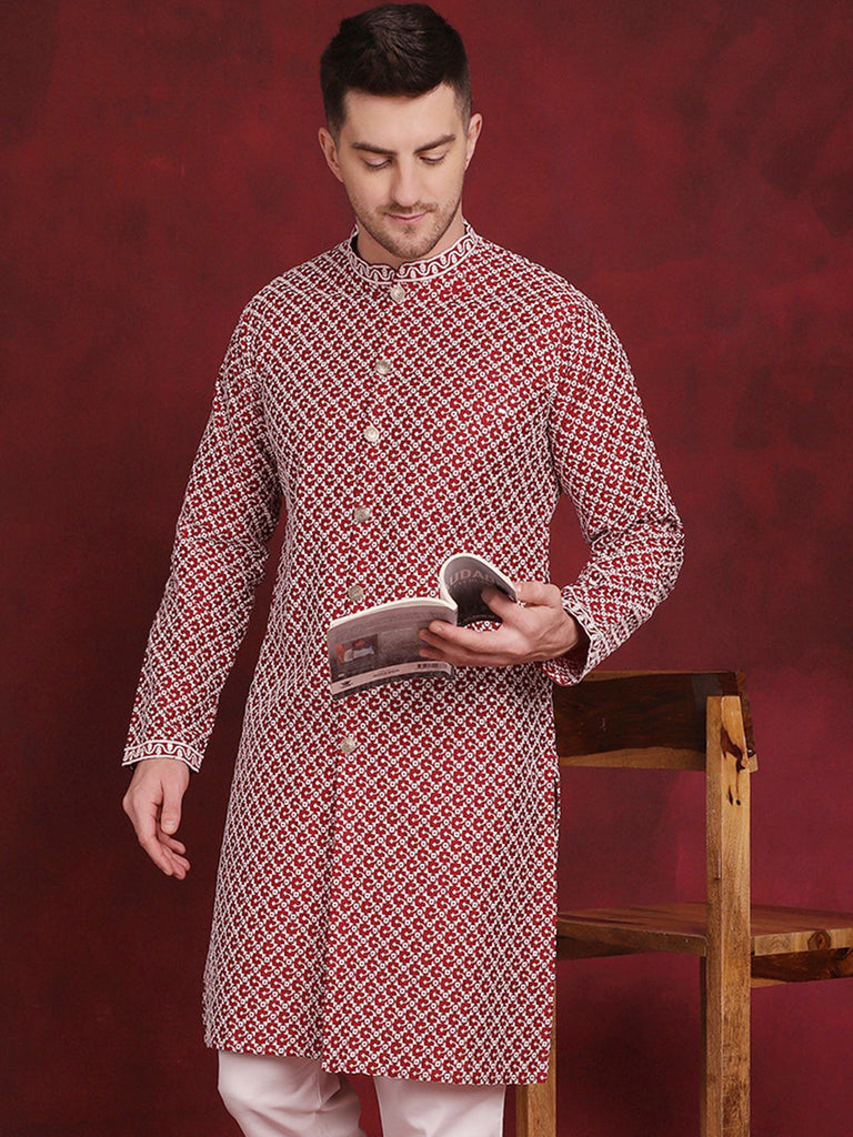 Men's Sequin Chikankari Front Open Kurtas