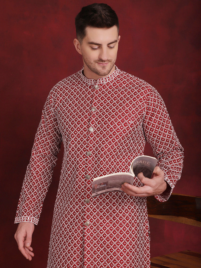 Men's Sequin Chikankari Front Open Kurtas