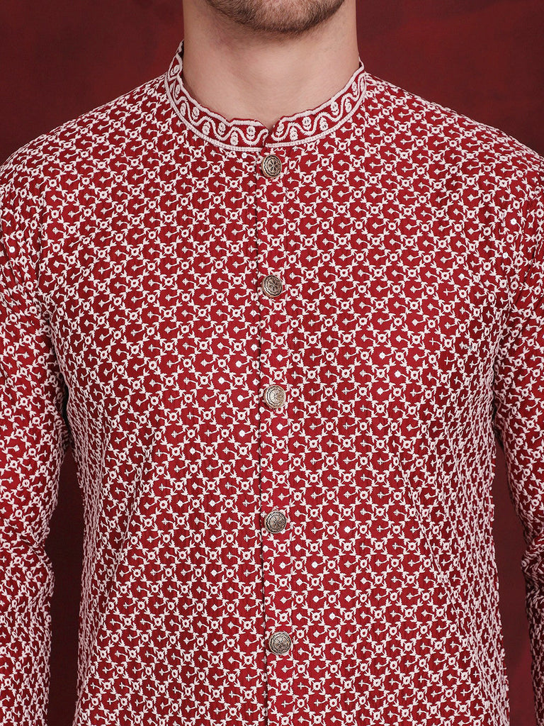 Men's Sequin Chikankari Front Open Kurtas