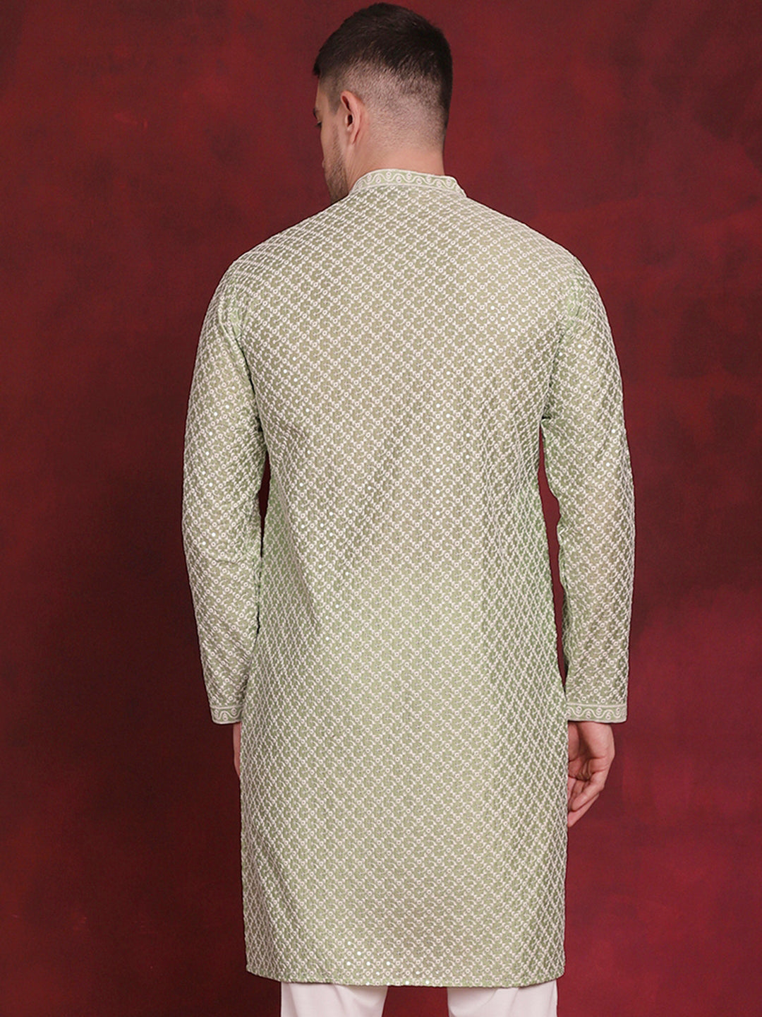 Men's Sequin Chikankari Front Open Kurtas - Taantav