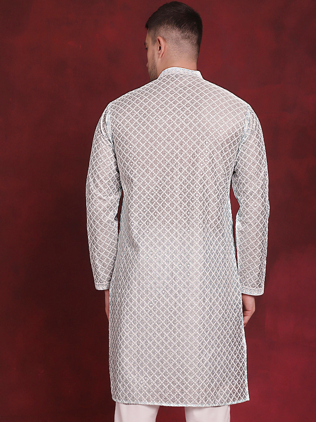 Men's Sequin Chikankari Front Open Kurtas - Taantav