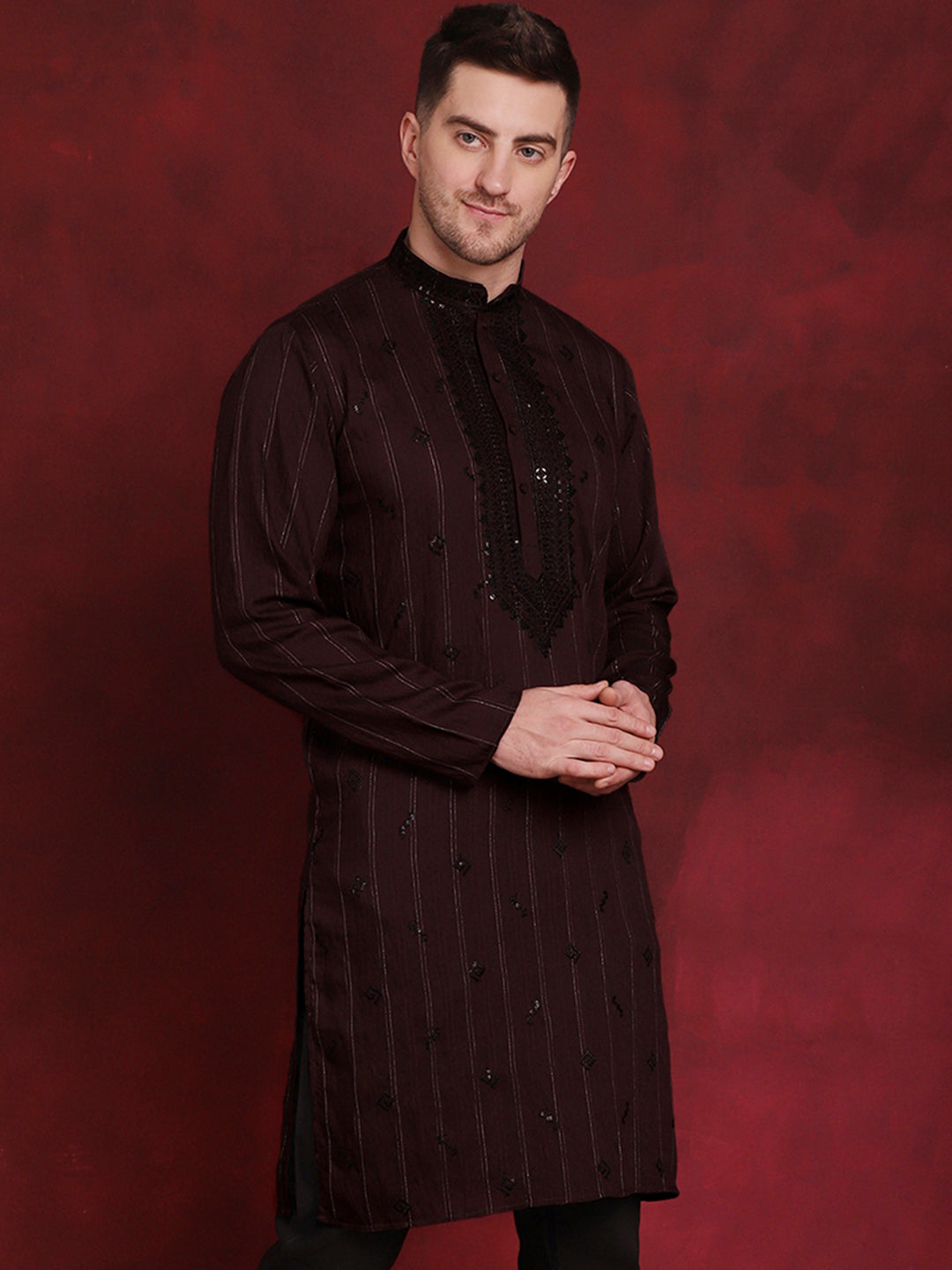 Men's Sequins Embroidered Kurtas - Taantav