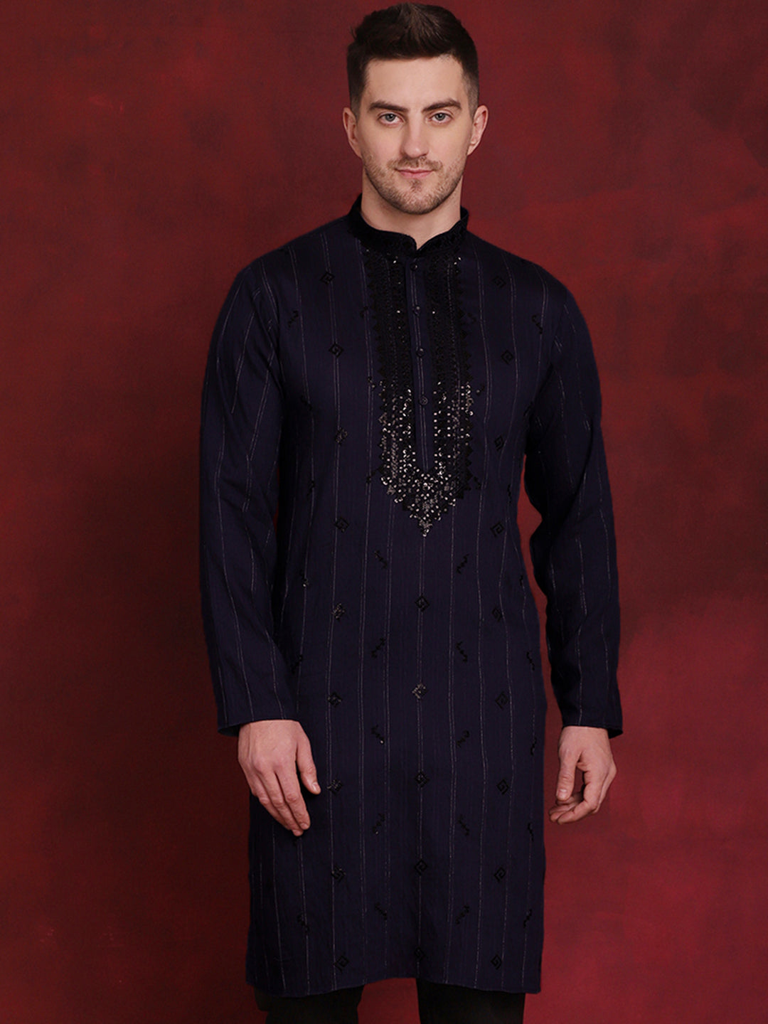 Men's Sequins Embroidered Kurtas - Taantav