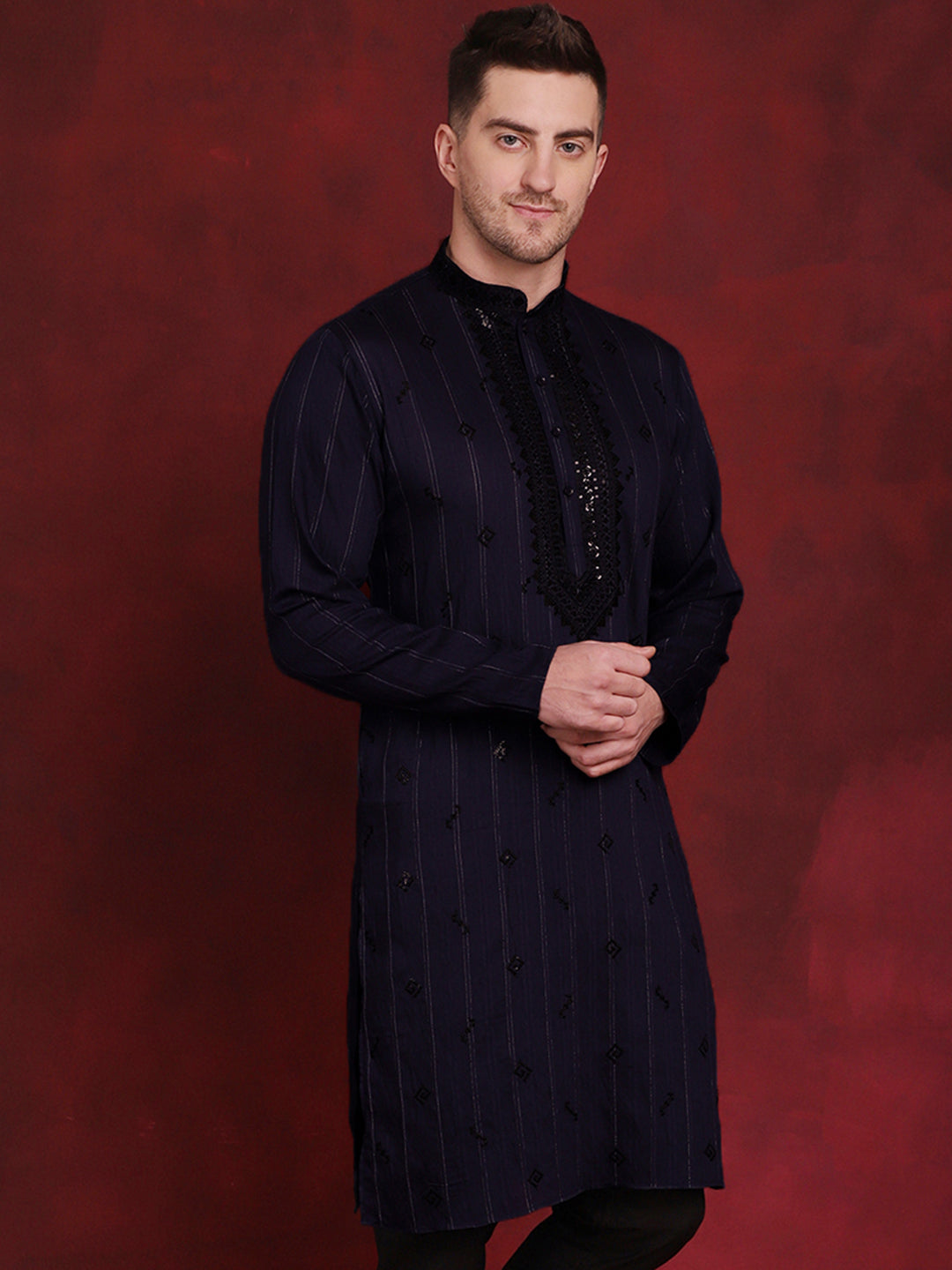 Men's Sequins Embroidered Kurtas - Taantav