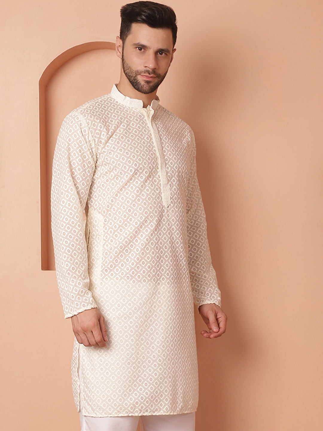 Men's Chikankari Pure Cotton Kurtas - Taantav