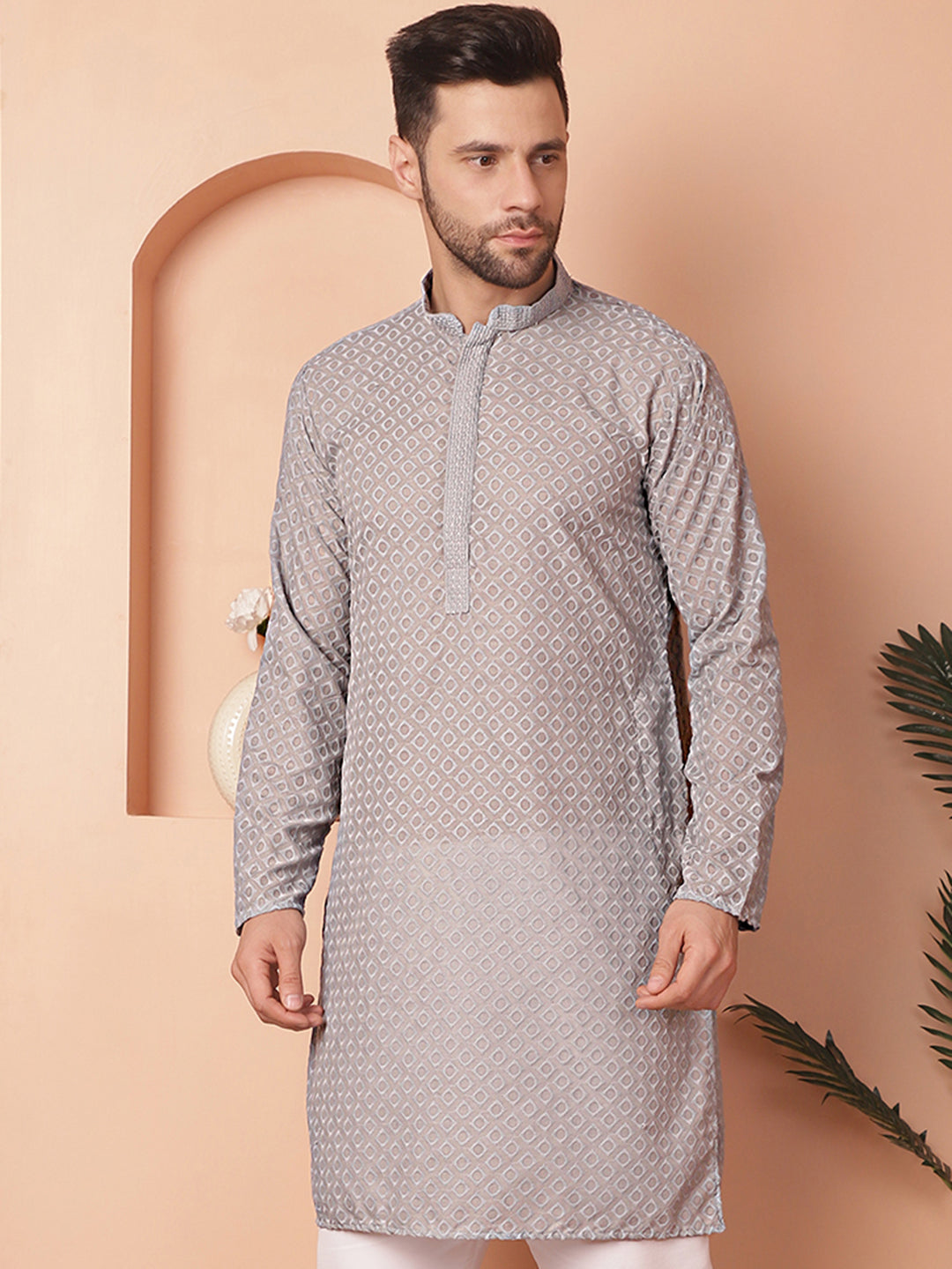 Men's Chikankari Pure Cotton Kurtas - Taantav