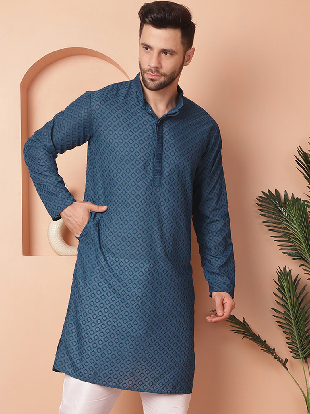 Men's Chikankari Pure Cotton Kurtas - Taantav