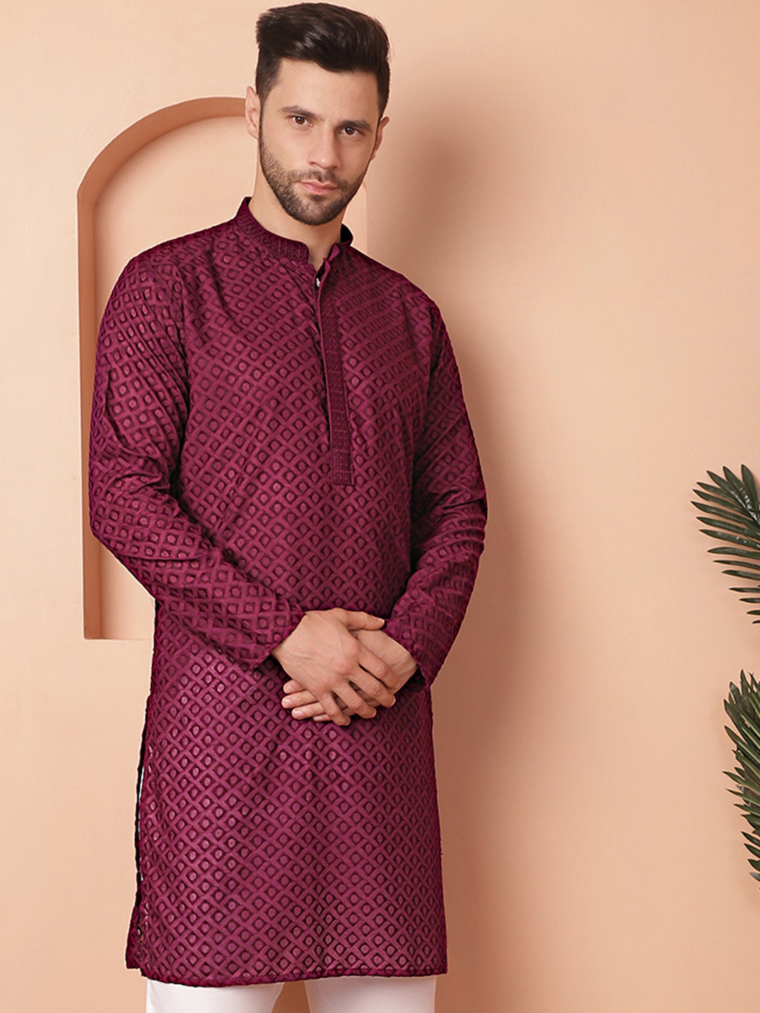 Men's Chikankari Pure Cotton Kurtas - Taantav