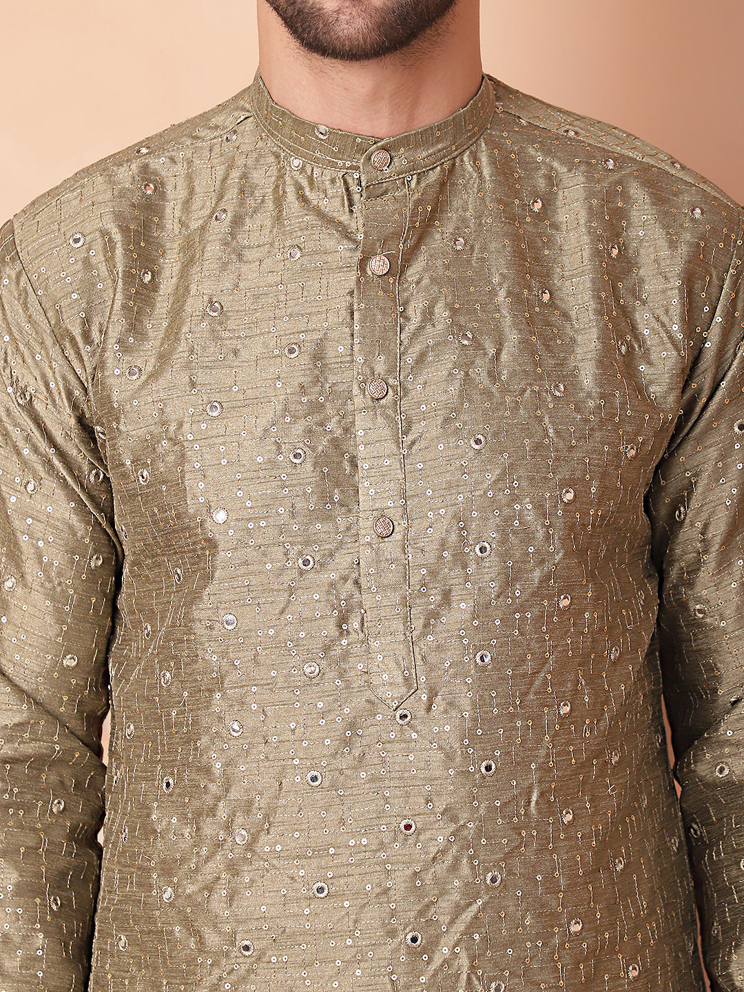 Men's Embroidered Mirror Work Kurtas - Taantav