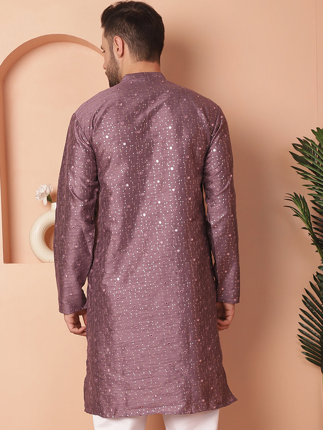 Men's Embroidered Mirror Work Kurtas - Taantav