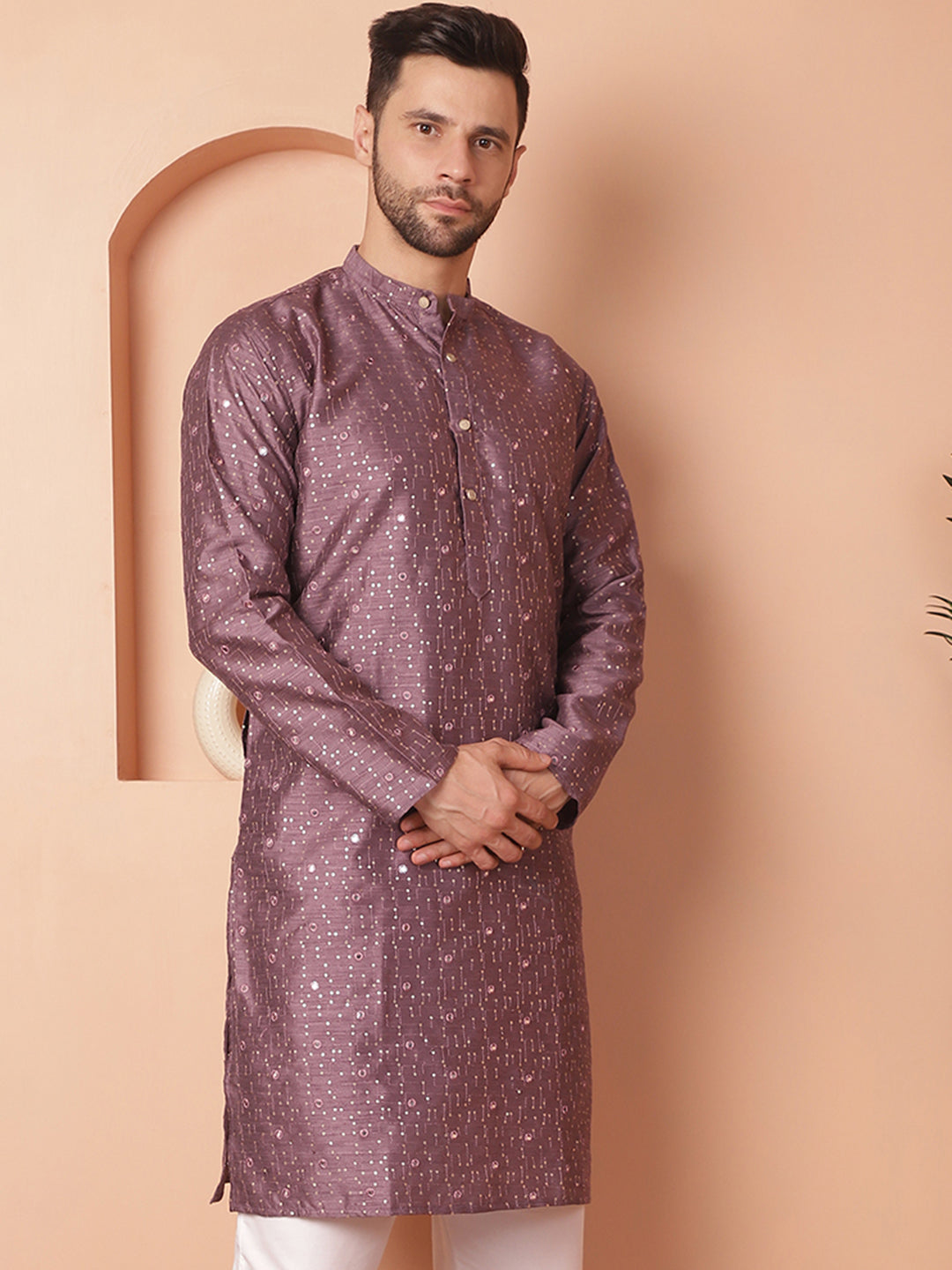 Men's Embroidered Mirror Work Kurtas - Taantav