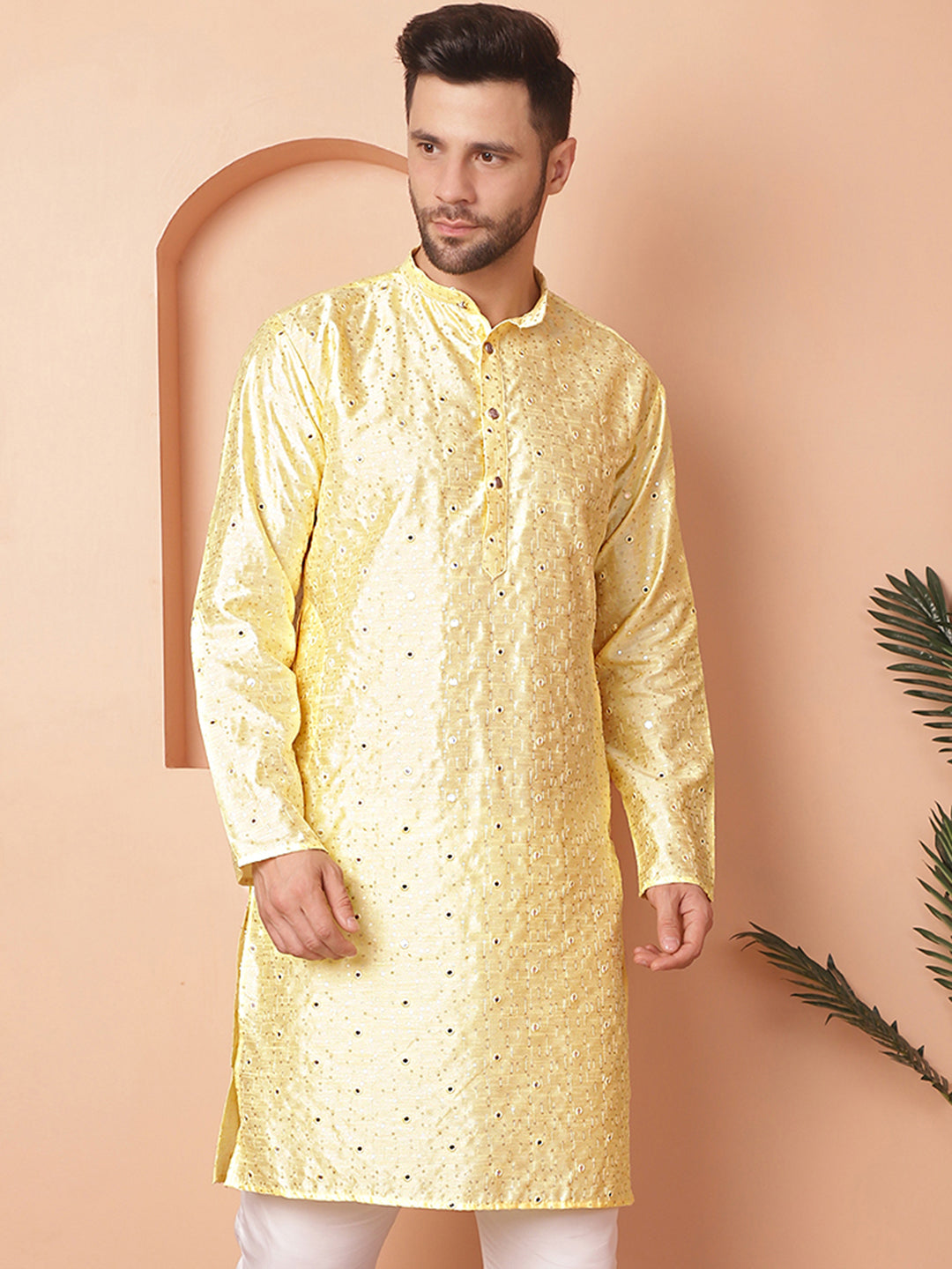 Men's Embroidered Mirror Work Kurtas - Taantav