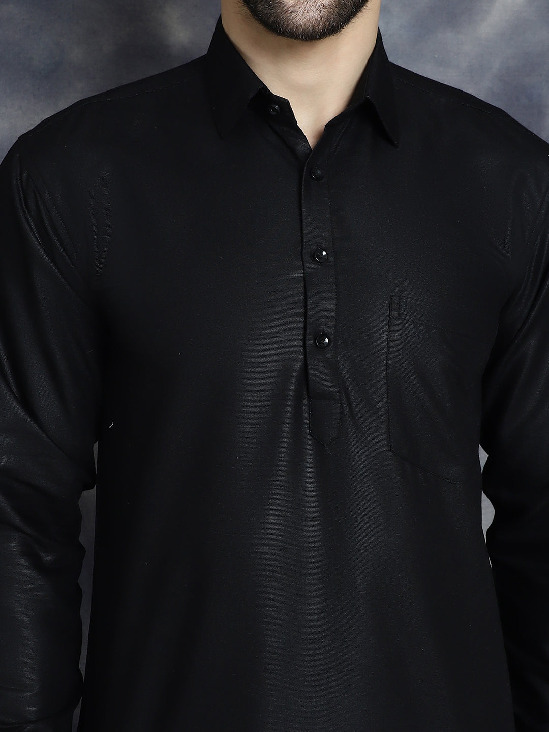 Men's Black Solid Short Kurtas - Taantav