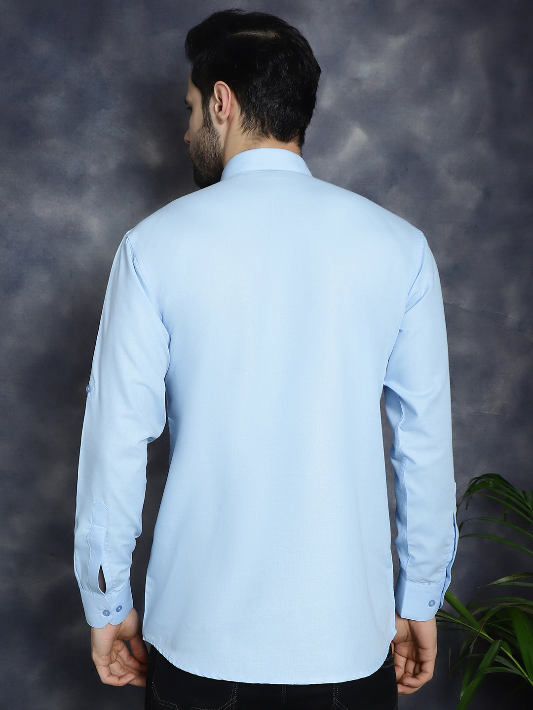 Men's Light Blue Solid Short Kurtas - Taantav